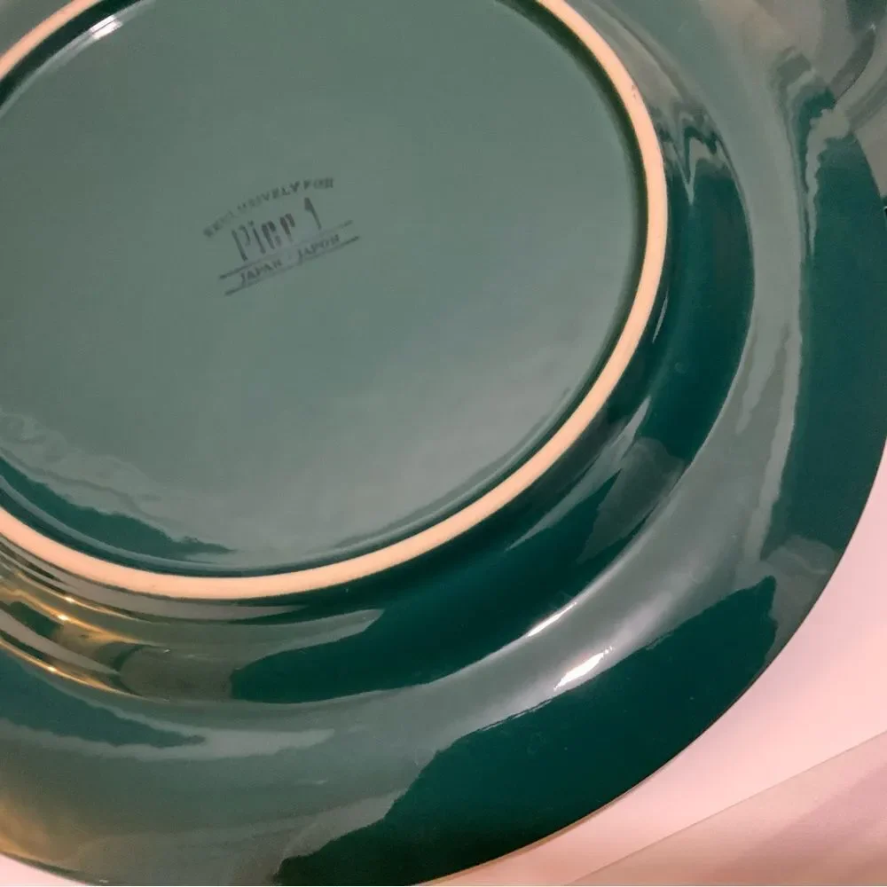 SET OF 2 PIER 1 FESTIVAL TEAL DINNER PLATES 10 3/4